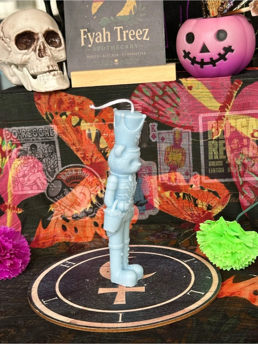 Handmade Bear Nutcracker Candle – Light Blue Christmas Candle